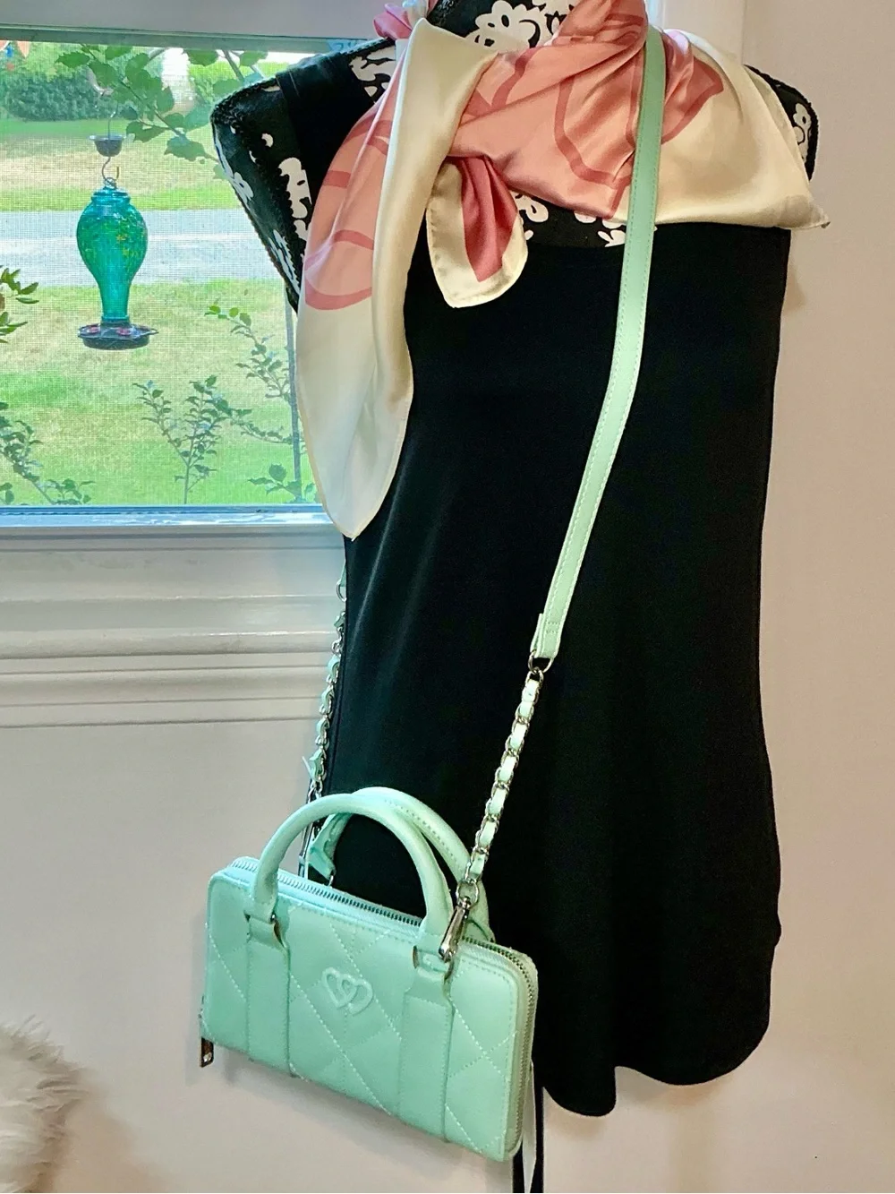 Betsey Johnson NWT XOLAYLA Mint Quilted Leather Top-Handle Mini Crossbody Bag